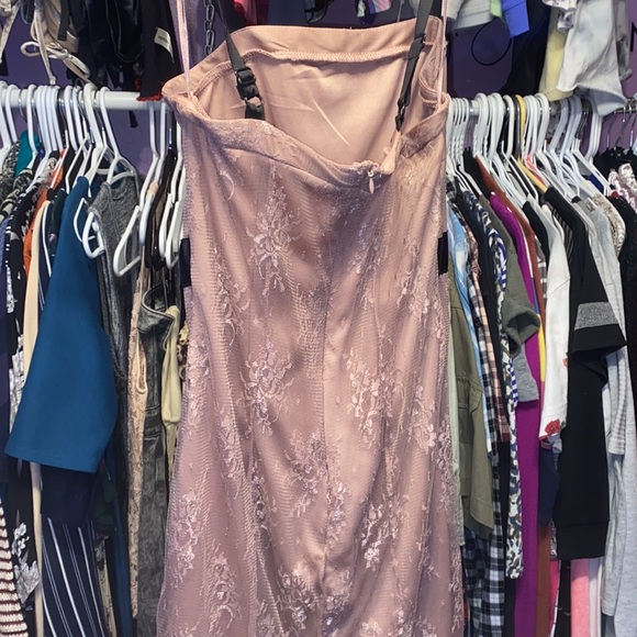 NWOT George pink dress mesh and lace straps black adjustable size small. - Picture 8 of 8